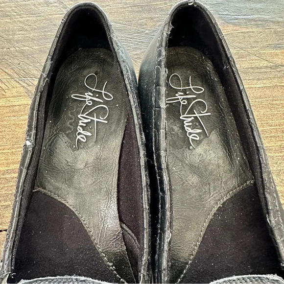 LifeStride Women’s Black Square Toe Faux Leather Loafer Shoe Size 7.5M GUC - Picture 6 of 12